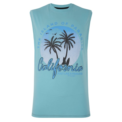 KAM Cali Paradise Sleeveless Tee Aqua